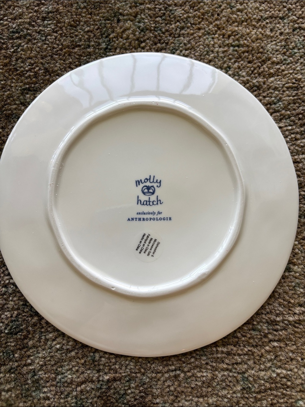 Anthropologie Cat Mom Ceramic 8.25 inch Dessert Plate - Blue and White - Picture 2 of 5